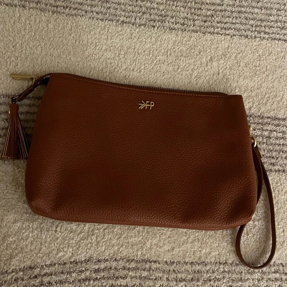 Freshly Picked Brown Pebbled Leather Wristlet Clutch